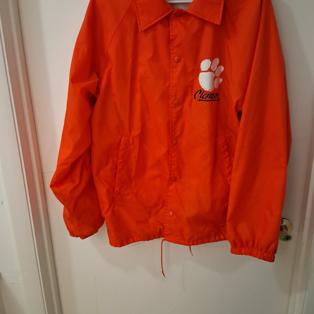VINTAGE Hartwell Clemson Tigers Jacket Adult Large Snap Button Coaches USA 80s - Picture 2 of 5